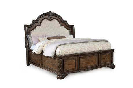 Ludwig Brown Queen Upholstered Panel Bed from Crown Mark - Luna Furniture