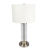 Luna Brushed Nickel Table Lamp with On/Off Switch Clear Glass Body Metal Base from Midinmod - Luna Furniture