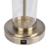 Luna Brushed Nickel Table Lamp with On/Off Switch Clear Glass Body Metal Base from Midinmod - Luna Furniture