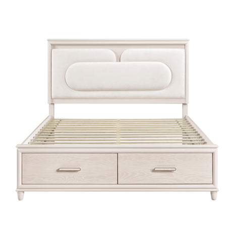 Lunaris Beige King Platform Bed with Footboard Storage from Homelegance - Luna Furniture