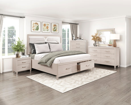 Lunaris Beige King Platform Bed with Footboard Storage from Homelegance - Luna Furniture