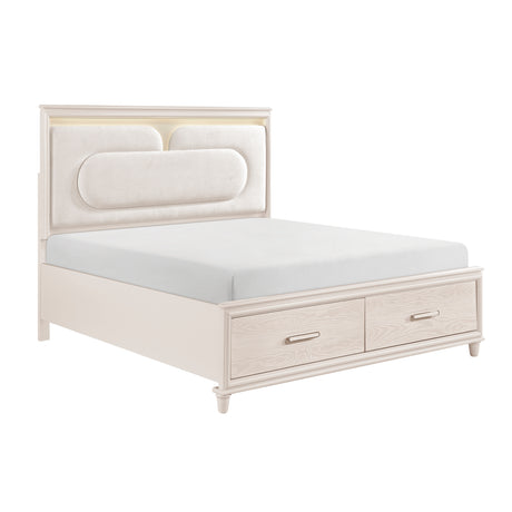 Lunaris Beige Queen Platform Bed with Footboard Storage from Homelegance - Luna Furniture