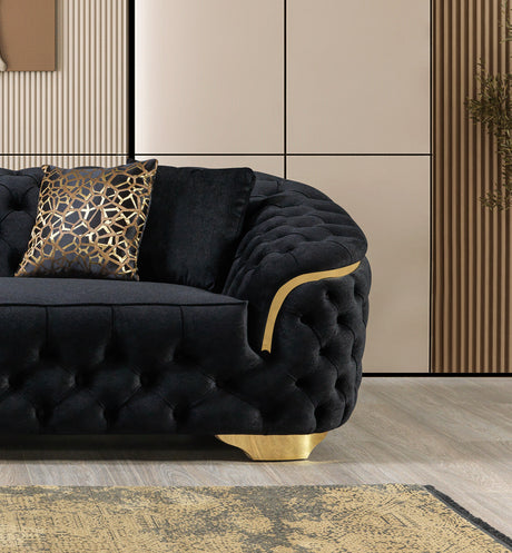 Lupino Black Velvet Living Room Set from Nova Furniture - Luna Furniture