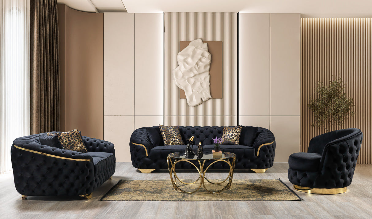 Lupino Black Velvet Living Room Set from Nova Furniture - Luna Furniture