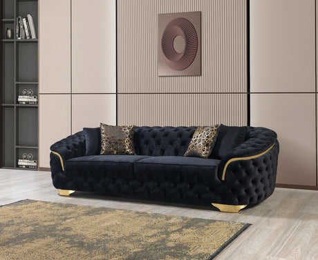 Lupino Black Velvet Living Room Set from Nova Furniture - Luna Furniture