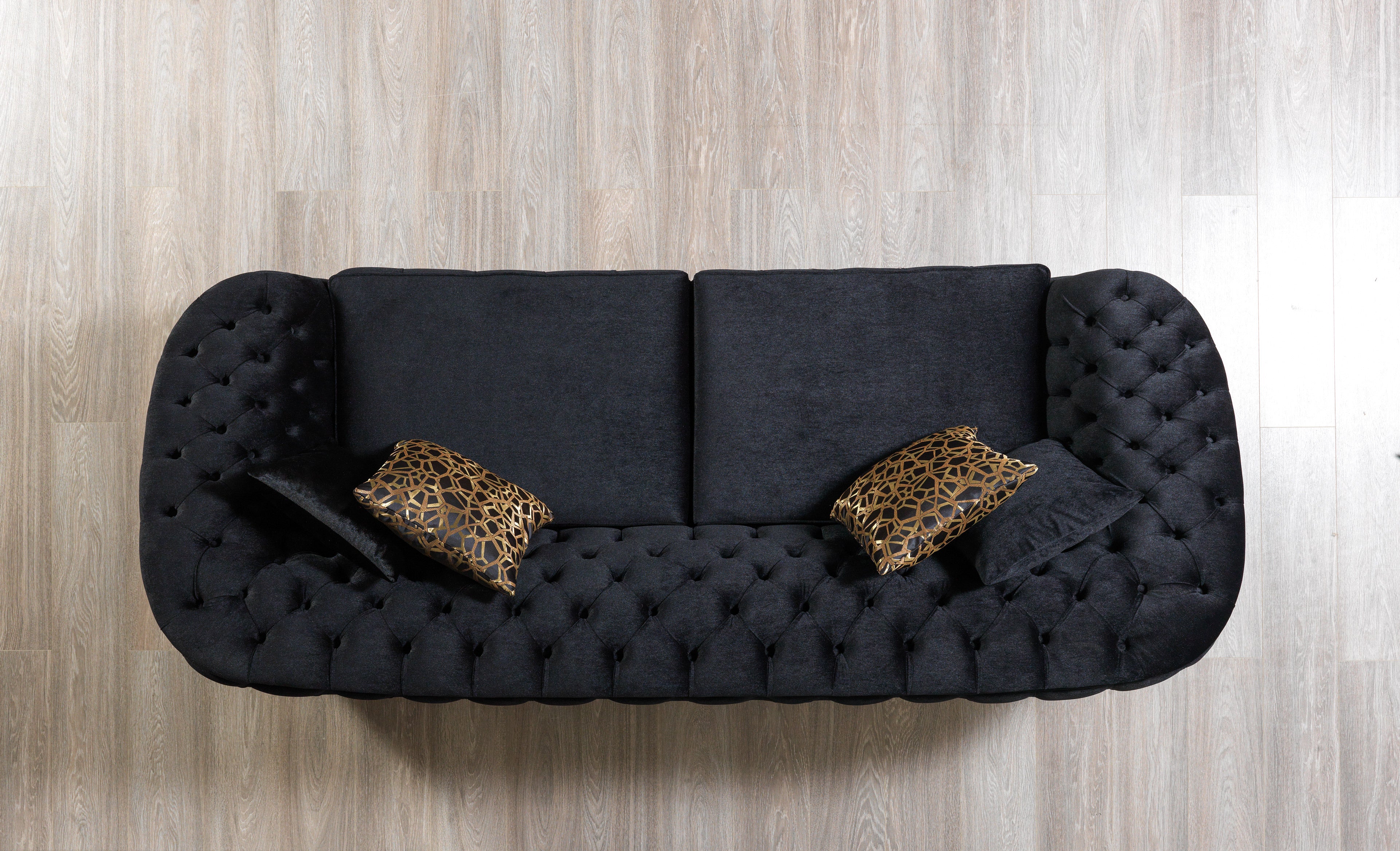 レチシア／LETICIA   E-VELVET(Black) Nova Furniture Lupino Black Velvet Living Room Set - Luna Furniture