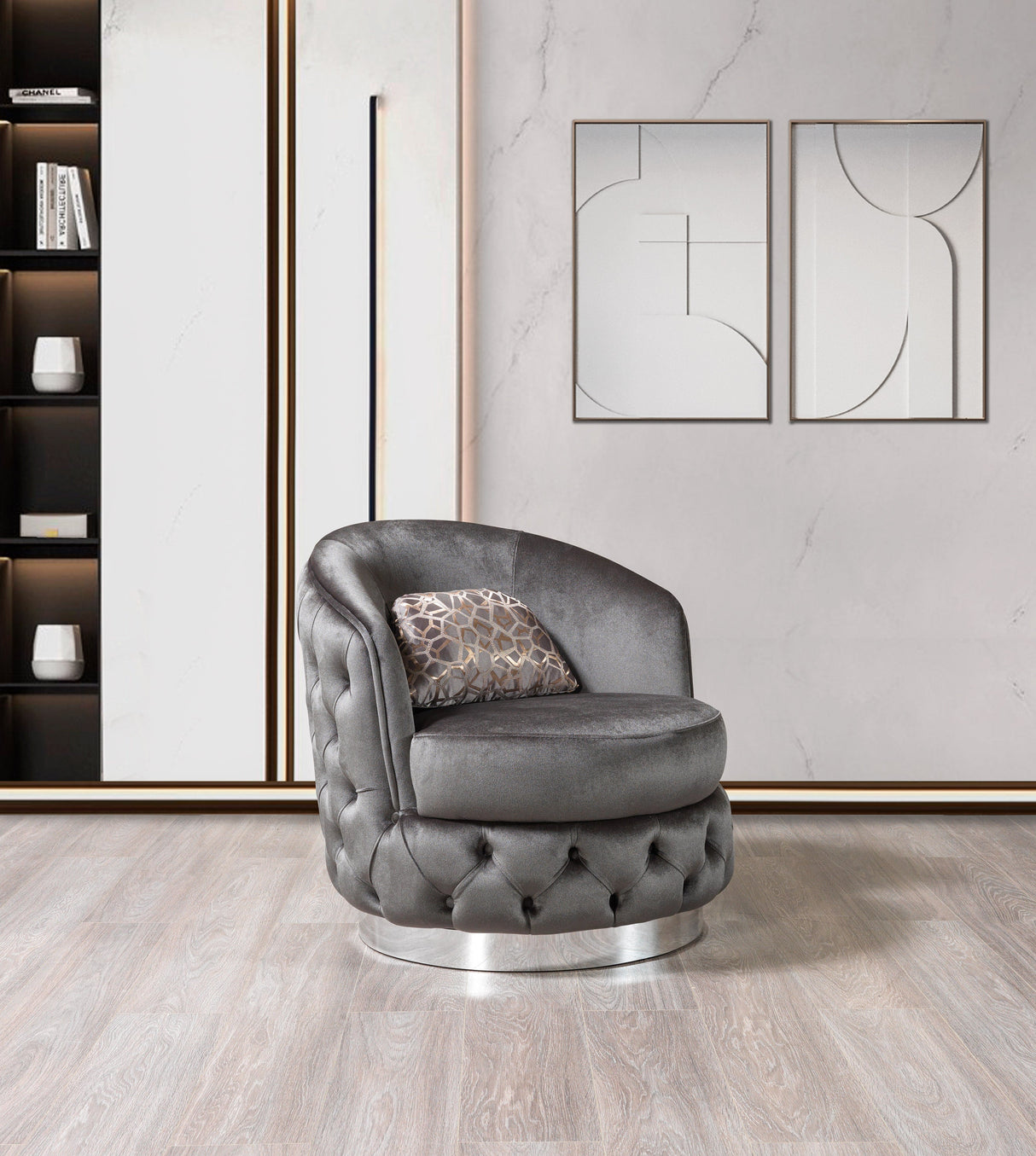 Lupino Gray Velvet Chair from Nova Furniture - Luna Furniture