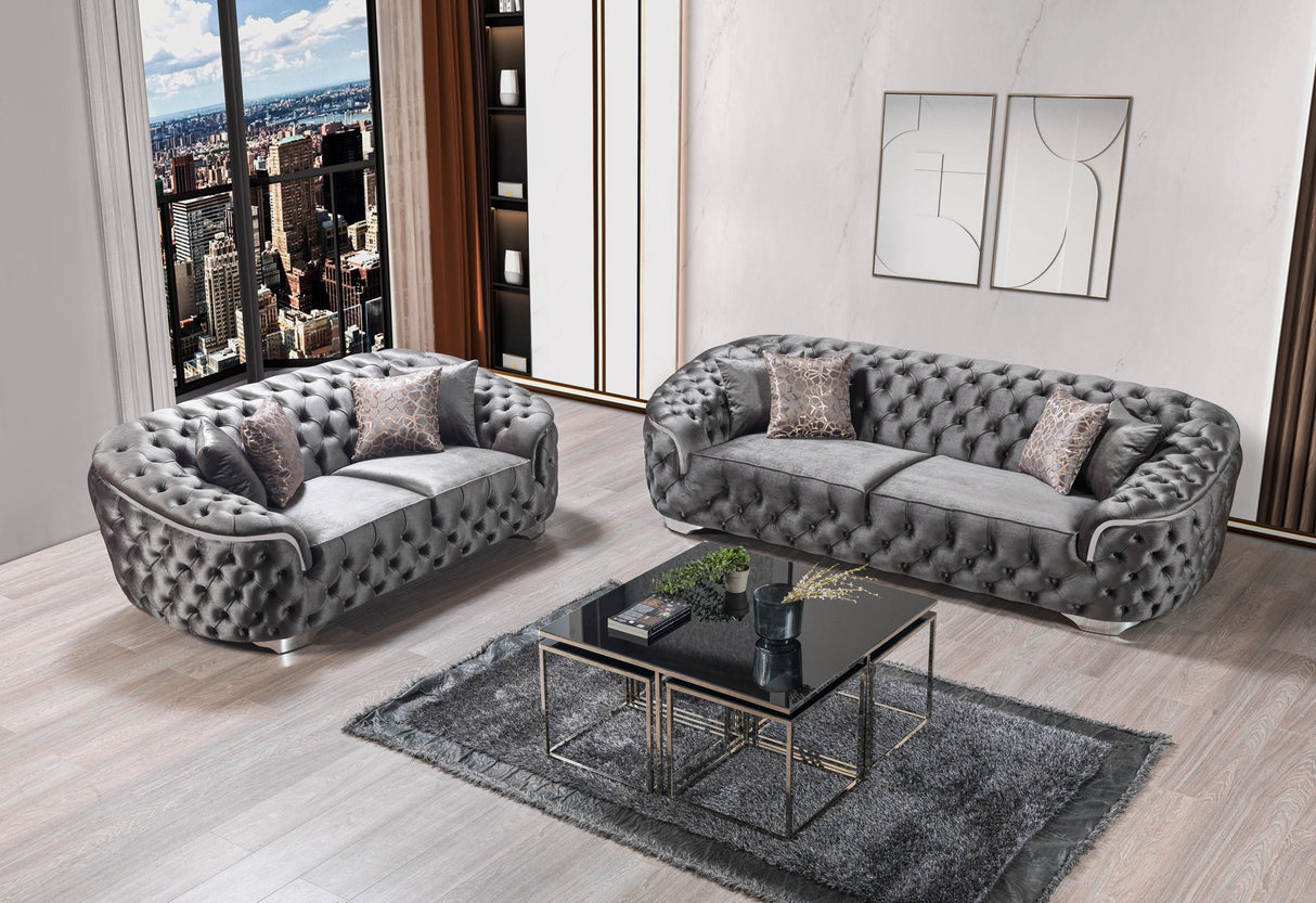 Lupino Gray Velvet Sofa & Loveseat from Nova Furniture - Luna Furniture