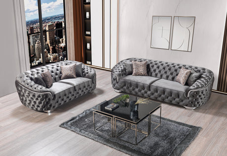 Lupino Gray Velvet Sofa & Loveseat from Nova Furniture - Luna Furniture