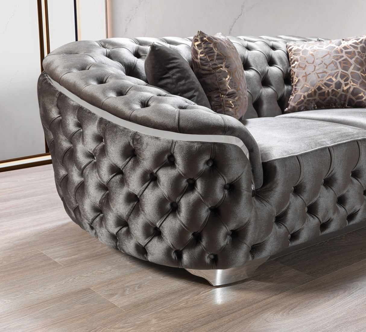 Lupino Gray Velvet Sofa & Loveseat from Nova Furniture - Luna Furniture