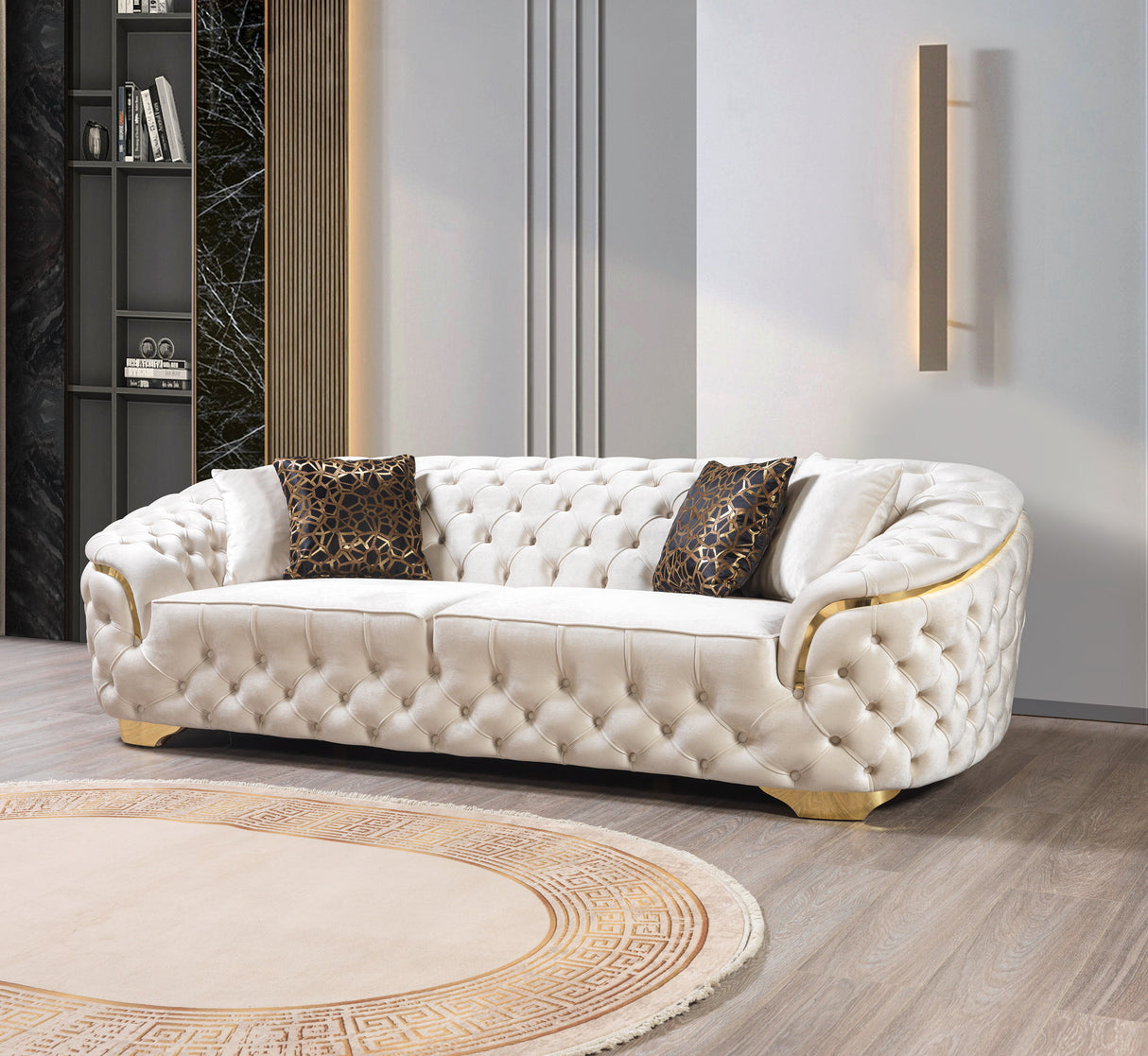 Lupino Ivory Velvet Living Room Set from Nova Furniture - Luna Furniture