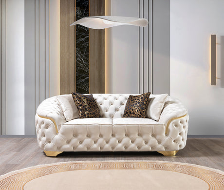 Lupino Ivory Velvet Living Room Set from Nova Furniture - Luna Furniture
