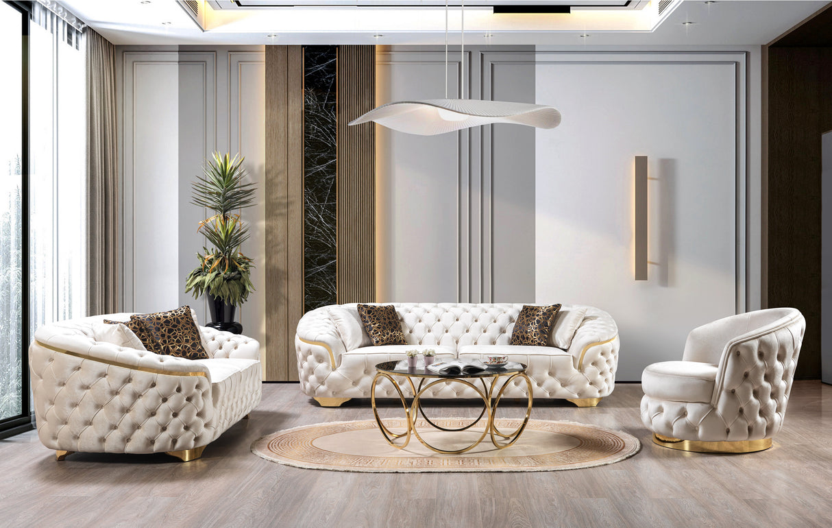 Lupino Ivory Velvet Living Room Set from Nova Furniture - Luna Furniture