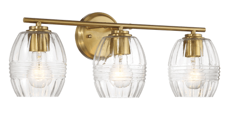 Luster Three Lights Vanity With Clear Glass for Bathrooms above Mirror Wall Lamp - Satin Brass from Midinmod - Luna Furniture