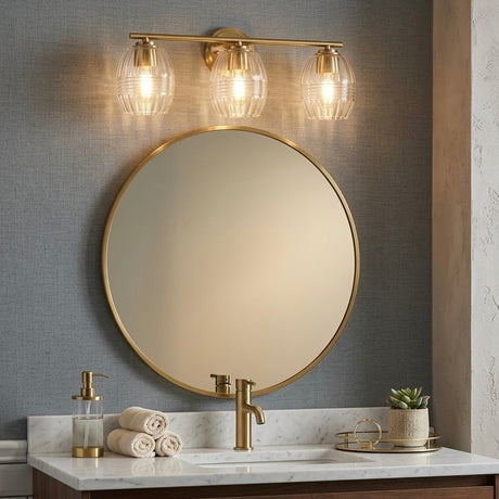 Luster Three Lights Vanity With Clear Glass for Bathrooms above Mirror Wall Lamp - Satin Brass from Ashcroft Furniture - Luna Furniture