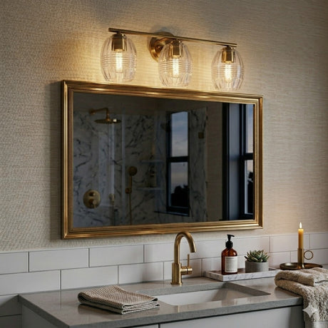 Luster Three Lights Vanity With Clear Glass for Bathrooms above Mirror Wall Lamp - Satin Brass from Ashcroft Furniture - Luna Furniture