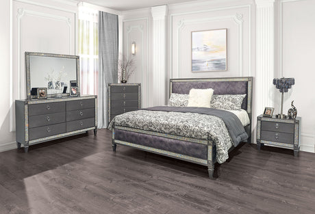Lyanne Gray Upholstered King Bed from Furniture of America - Luna Furniture