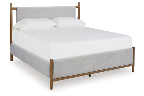 Lyncott Brown California King Upholstered Panel Bed from Ashley - Luna Furniture