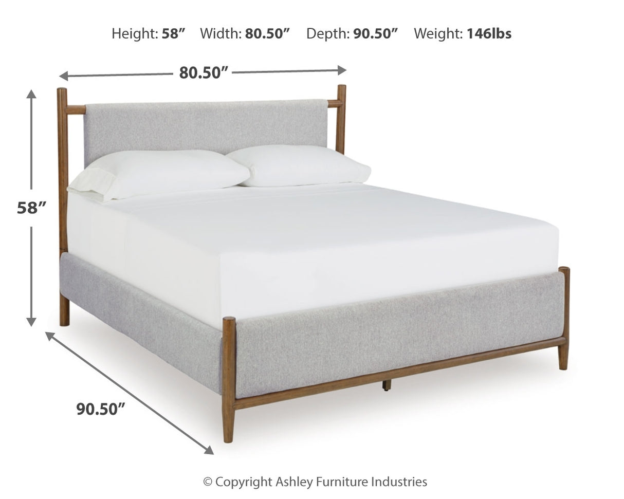 Lyncott California King Upholstered Bed with 2 Nightstands in Brown from Ashley - Luna Furniture