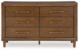Lyncott California King Upholstered Bed with Dresser and Nightstand in Brown from Ashley - Luna Furniture