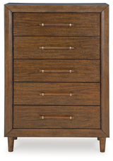 Lyncott California King Upholstered Bed with Mirrored Dresser and Chest in Brown from Ashley - Luna Furniture
