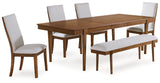 Lyncott Dining Table and 4 Chairs and Bench in Brown from Ashley - Luna Furniture
