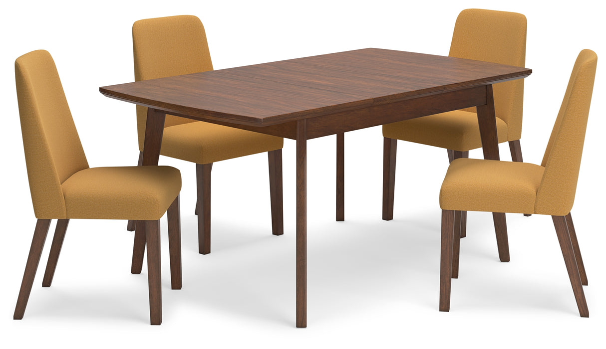 Lyncott Dining Table and 4 Chairs in Mustard/Brown from Ashley - Luna Furniture