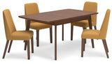 Lyncott Dining Table and 4 Chairs in Mustard/Brown from Ashley - Luna Furniture