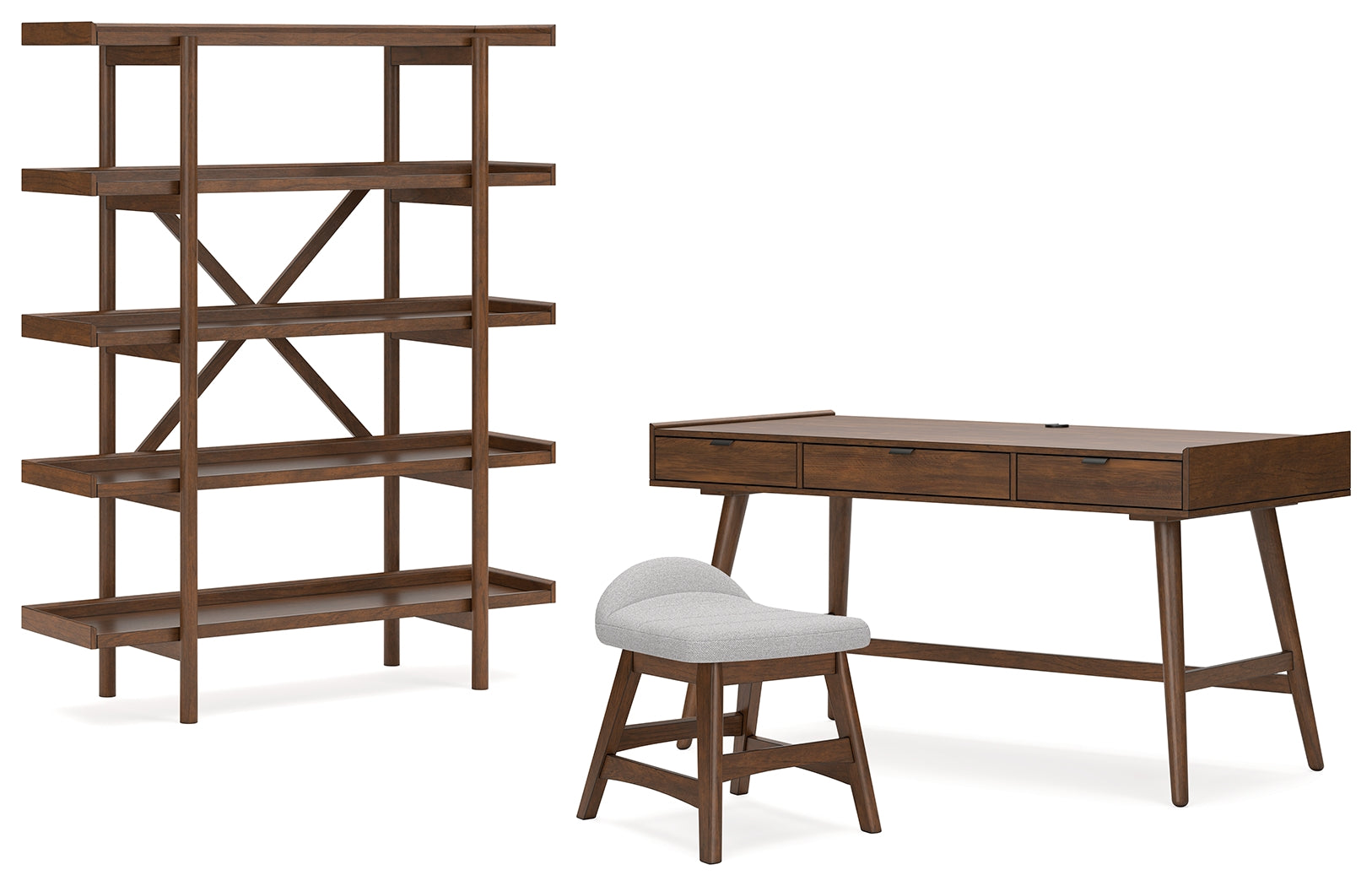 Lyncott Home Office Desk with Chair and Storage in Brown from Ashley - Luna Furniture