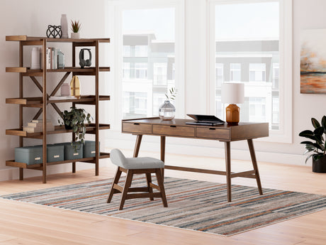 Lyncott Home Office Desk with Chair and Storage in Brown from Ashley - Luna Furniture