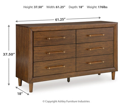 Lyncott King Upholstered Bed with Dresser and 2 Nightstands in Brown from Ashley - Luna Furniture