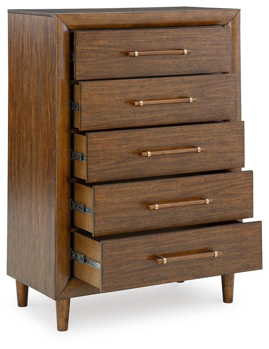 Lyncott Queen Upholstered Bed with Mirrored Dresser, Chest and 2 Nightstands in Brown from Ashley - Luna Furniture