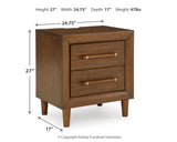 Lyncott Queen Upholstered Bed with Mirrored Dresser and 2 Nightstands in Brown from Ashley - Luna Furniture