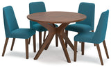 Lyncott Round Dining Table and 4 Chairs in Blue/Brown from Ashley - Luna Furniture