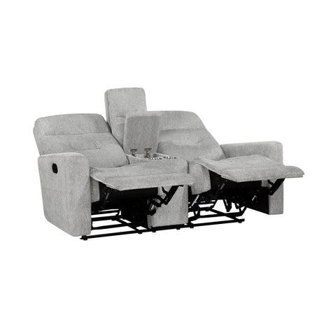Lyndon Gray Double Reclining Loveseat with Center Console from Homelegance - Luna Furniture