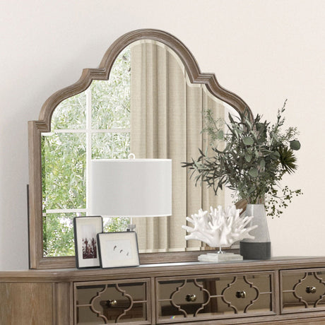 Lyris Rustic Oak Mirror (Mirror Only) from Furniture of America - Luna Furniture