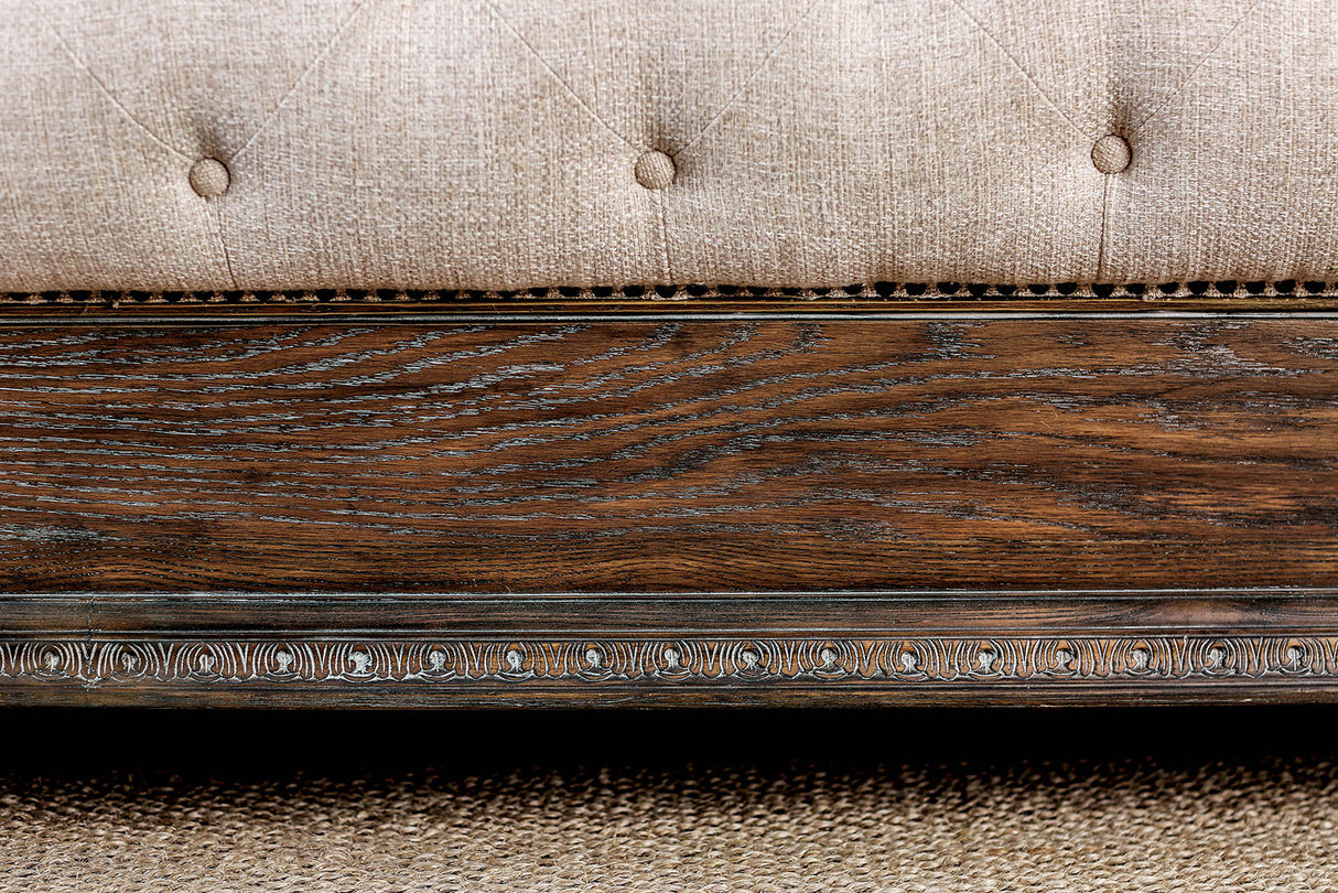 Lysandra Rustic Natural Tone/Beige Upholstered Queen Sleigh Bed from Furniture of America - Luna Furniture