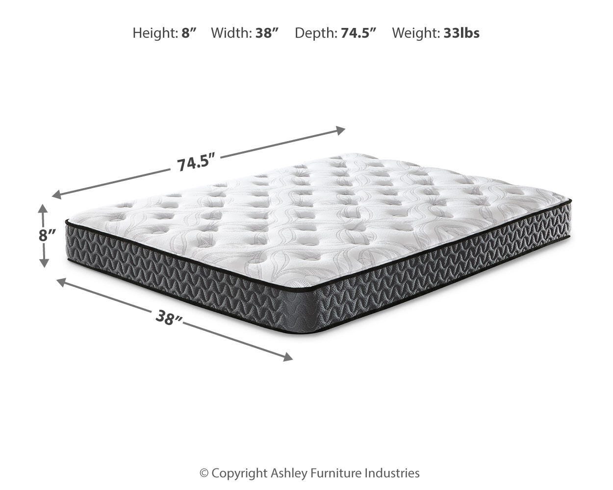 8 Inch Bonnell Hybrid White Twin Mattress – Luna Furniture