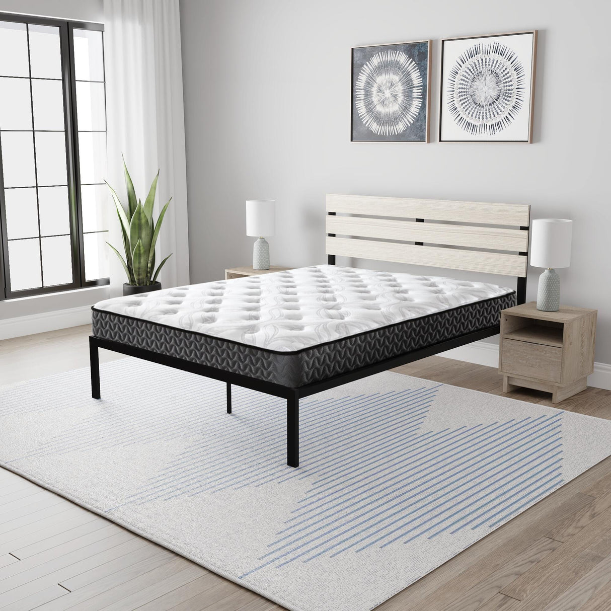 8 Inch Bonnell Hybrid White Queen Mattress from Ashley Furniture - Luna Furniture