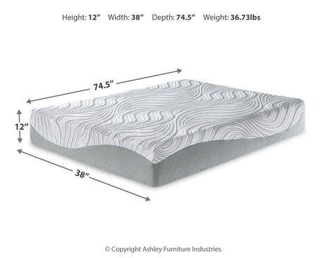 12 Inch Memory Foam White Twin Mattress from Ashley Furniture - Luna Furniture