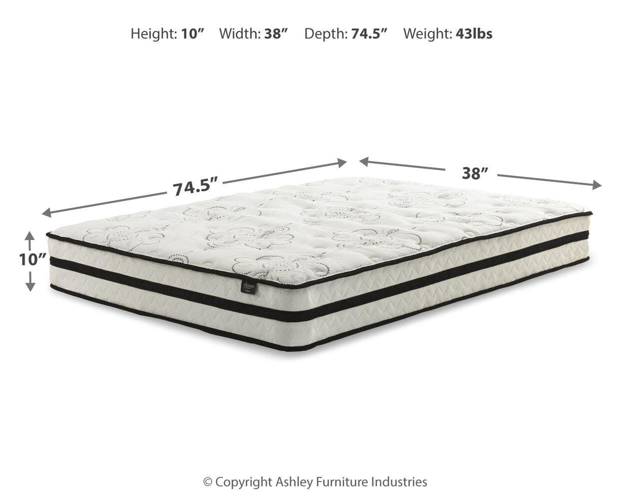 Chime 10 Inch Hybrid White Twin Mattress in a Box from Ashley - Luna Furniture