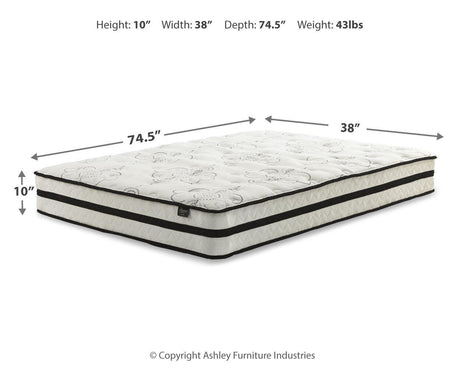 Chime 10 Inch Hybrid White Twin Mattress in a Box from Ashley - Luna Furniture