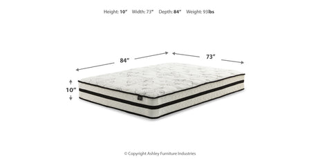 Chime 10 Inch Hybrid Mattress with Adjustable Base in White from Ashley Furniture - Luna Furniture