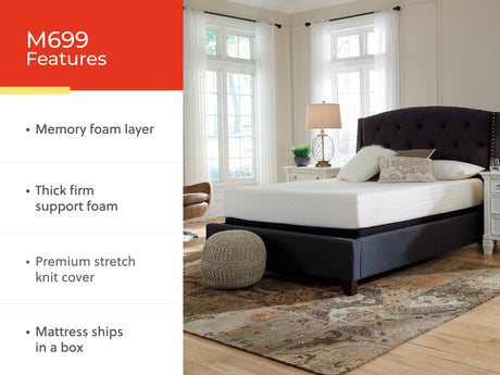 10 Inch Chime Memory Foam White Twin Mattress in a Box from Ashley Furniture - Luna Furniture
