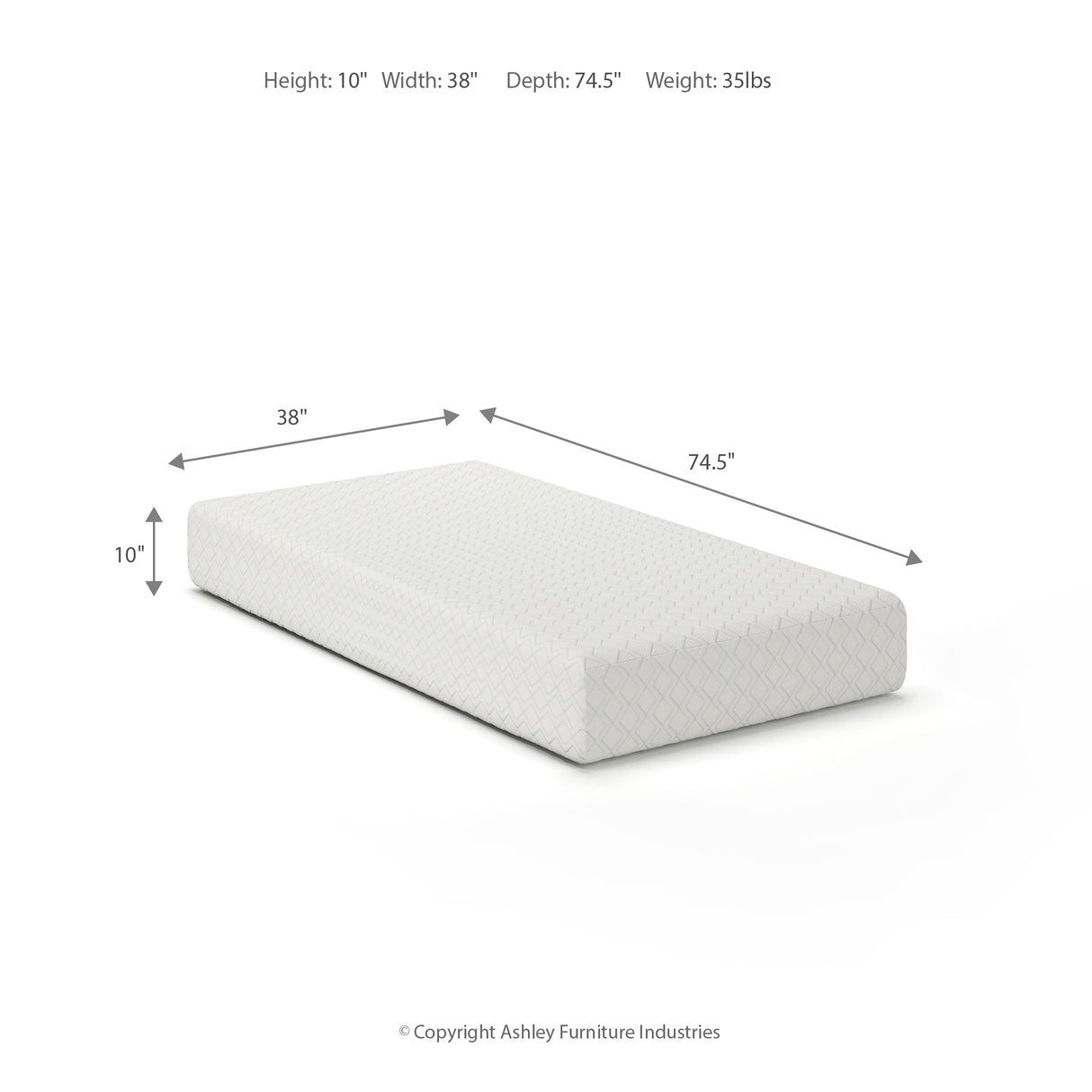10 Inch Chime Memory Foam White Twin Mattress in a Box from Ashley - Luna Furniture