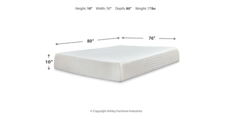 10 Inch Chime Memory Foam White King Mattress and Foundation from Ashley Furniture - Luna Furniture
