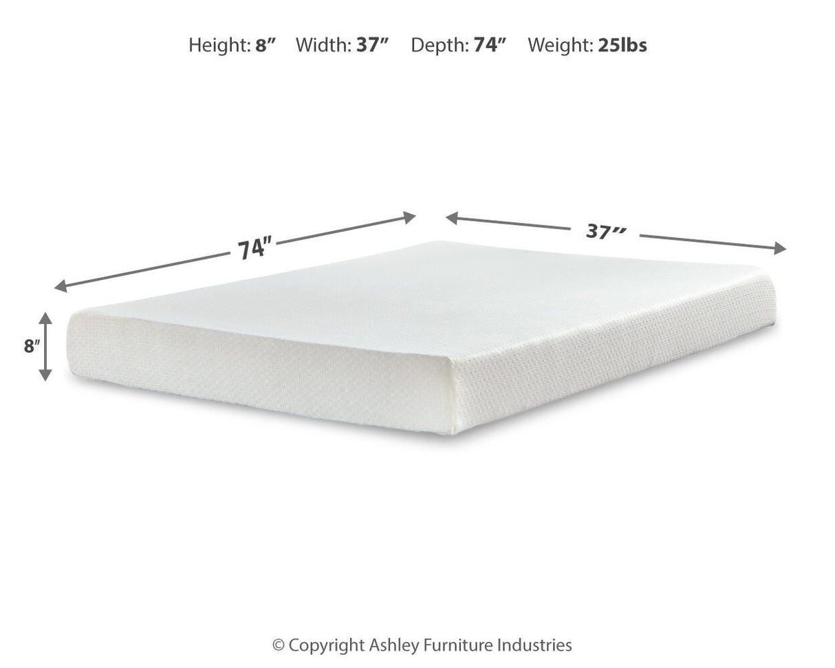 Chime 8 Inch Memory Foam White Twin Mattress in a Box from Ashley Furniture - Luna Furniture