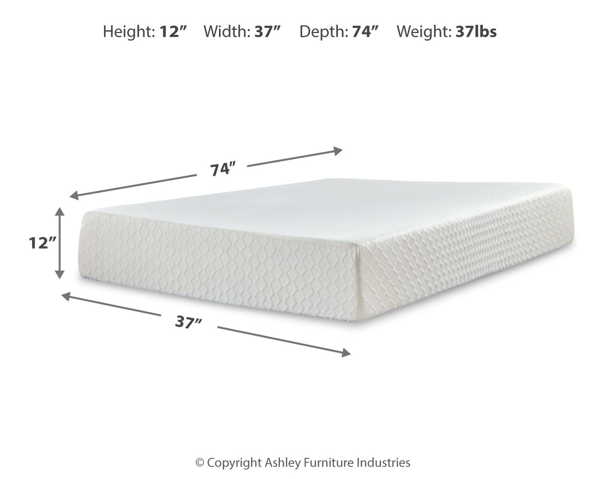 Chime 12 Inch Memory Foam White Twin Mattress in a Box from Ashley - Luna Furniture