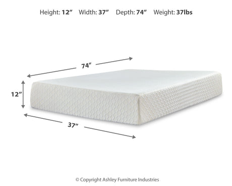 Chime 12 Inch Memory Foam White Twin Mattress in a Box from Ashley - Luna Furniture