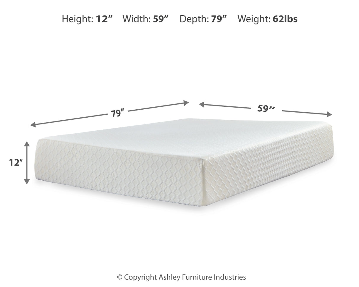 Chime 12 Inch Memory Foam White Queen Mattress in a Box from Ashley - Luna Furniture